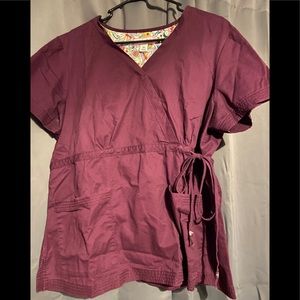Koi Maroon Scrub Top
